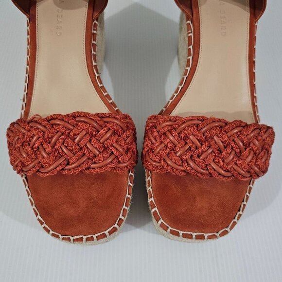 NEW Veronica Beard Reema Sandal Woven Espadrille Wedge Orange Leather - Picture 5 of 13